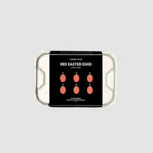 Load image into Gallery viewer, HALF DOZEN RED EASTER EGG CANDLES [+ GLASS EGG CUP]
