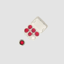 Load image into Gallery viewer, HALF DOZEN RED EASTER EGG CANDLES [+ GLASS EGG CUP]
