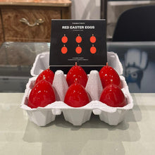 Load image into Gallery viewer, HALF DOZEN RED EASTER EGG CANDLES [+ GLASS EGG CUP]
